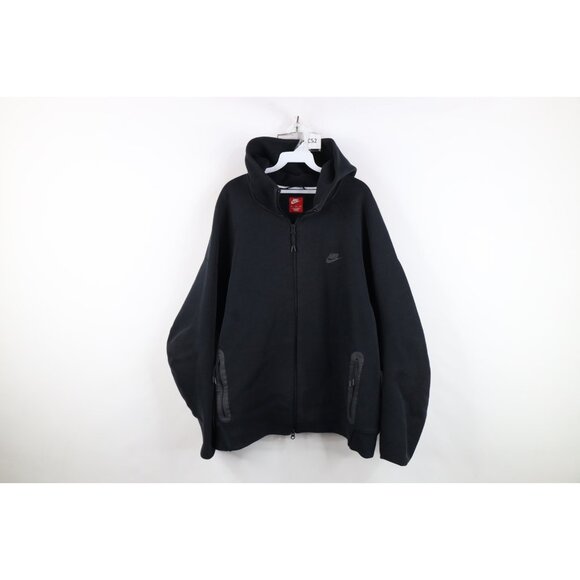 Nike Tech Fleece Mens 2XL XXL Faded Spell Out Heavyweight Full Zip Hoodie Black - Picture 1 of 16
